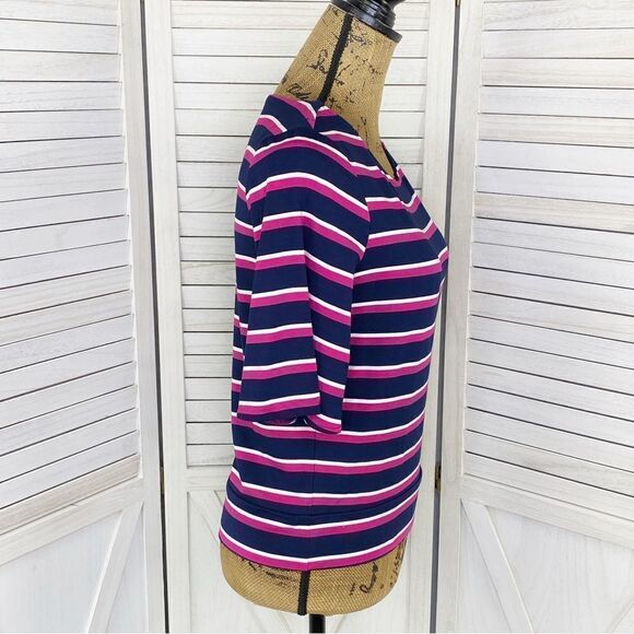 Chico’s Striped Flare Sleeve Knit Shirt Blue Pink 0 Small 4 - Picture 3 of 12